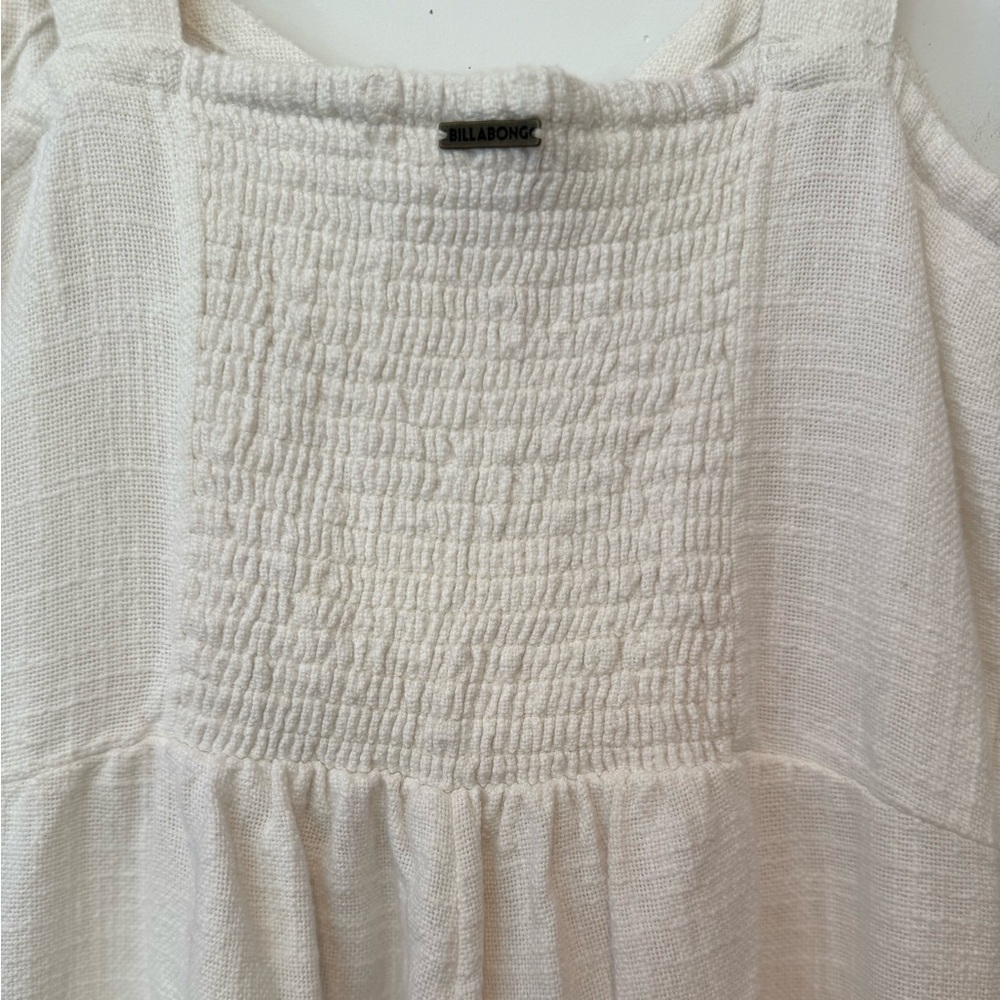 Billabong White Paint The Town Cropped Jumpsuit Sleeveless Smocked Size Large - Picture 5 of 13